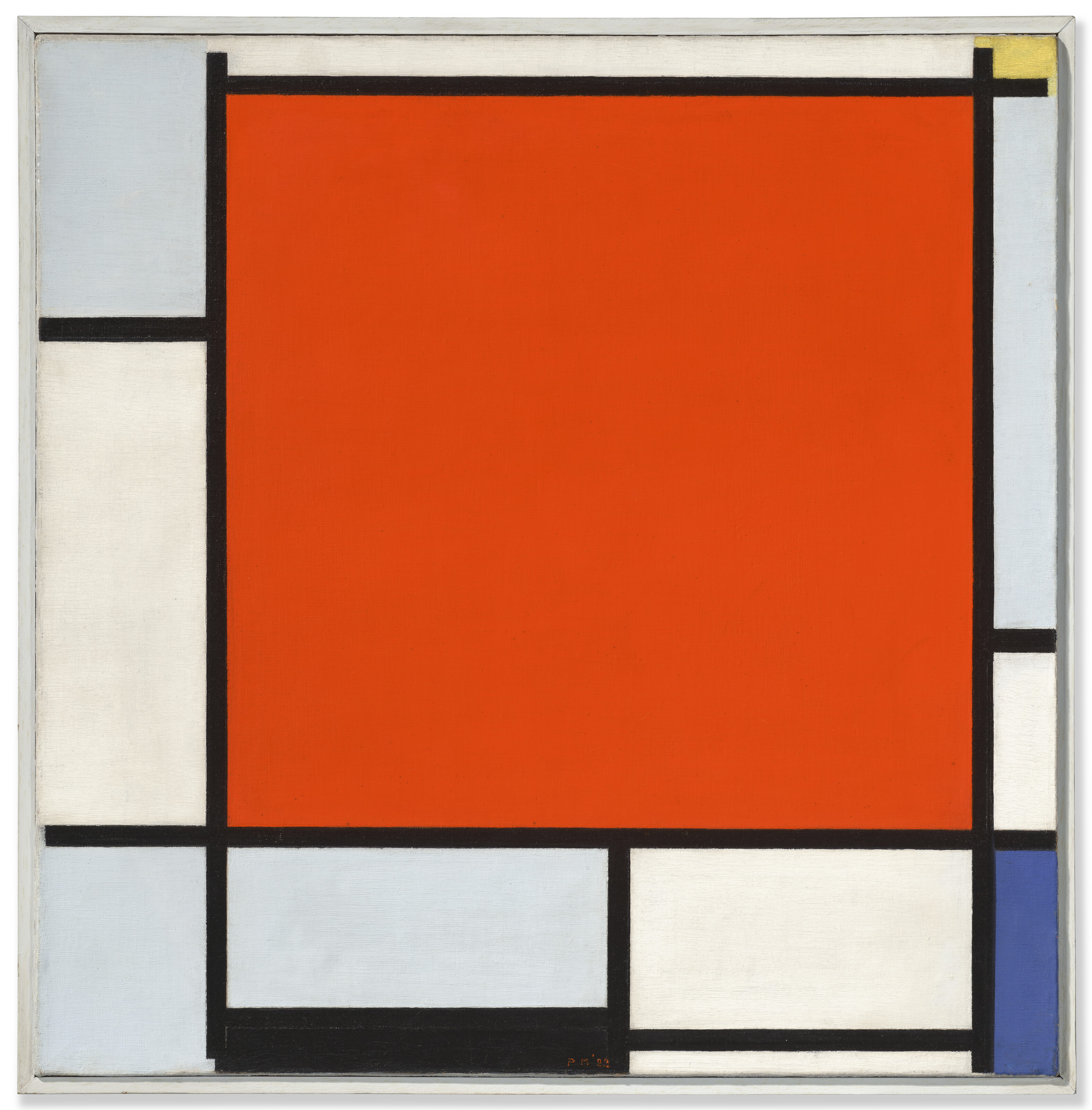 PIET MONDRIAN (1872-1944) Composition with Large Red Plane, Bluish Gray, Yellow, Black and Blue